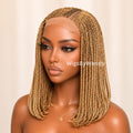 14-Inch Braided Bob Wig, Lightweight Lace Closure Conrow, Side Part Box Braids