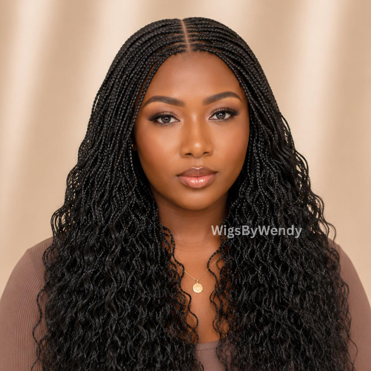 Curly Lace Closure Single Box Braids Wig, Lightweight african weave wig