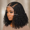 Curly Lace Frontal Conrow Wig, Shot bob lightweight african weave wig