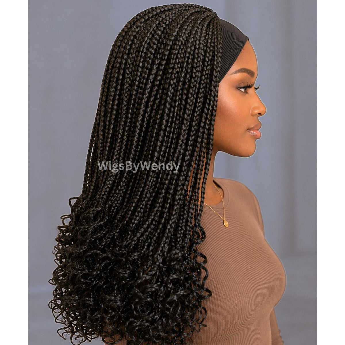 Curly Headband Single Box Braids Wig, Lightweight african weave wig