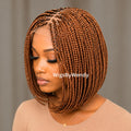 Short Bob Braids Wig, Human Hair Lace Closure Lightweight Wig