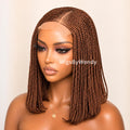 14-Inch Braided Bob Wig, Lightweight Lace Closure Conrow, Side Part Box Braids