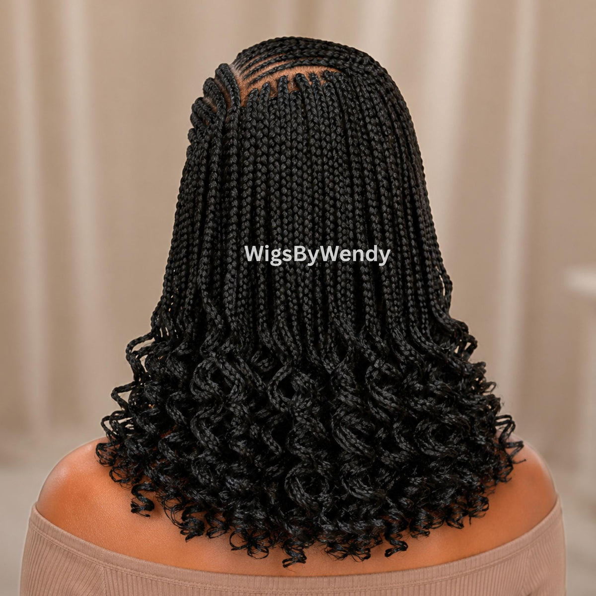 Curly Lace Frontal Conrow Wig, Shot bob lightweight african weave wig