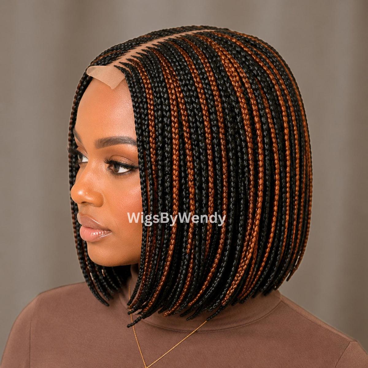 Short Bob Braids Wig, Human Hair Lace Closure Lightweight Wig