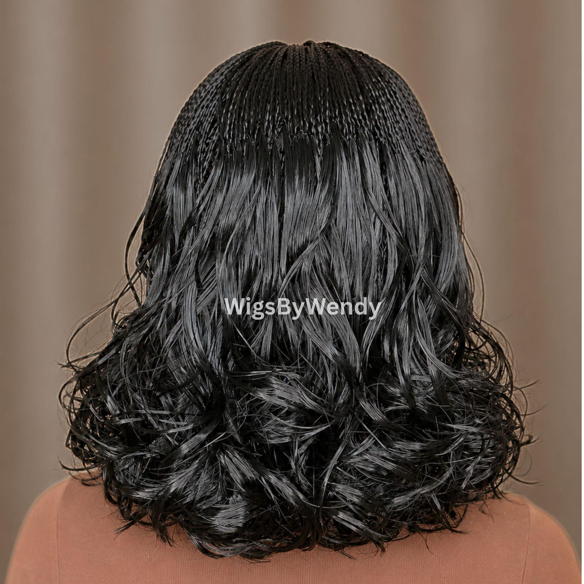 Curly Lace Frontal Single Box Braids Wig, Spanish Curls Shot bob lightweight african weave wig