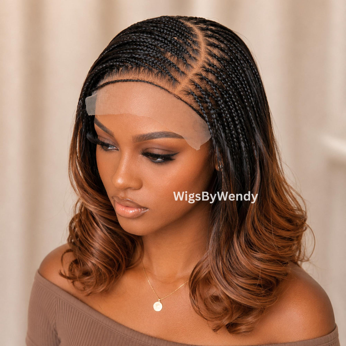Curly Lace Frontal Single Box Braids Wig, Shot bob lightweight african weave wig