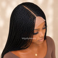 Black Micro Twist Braided Wig, Long Centre-part Light-weight Single Braids Wig