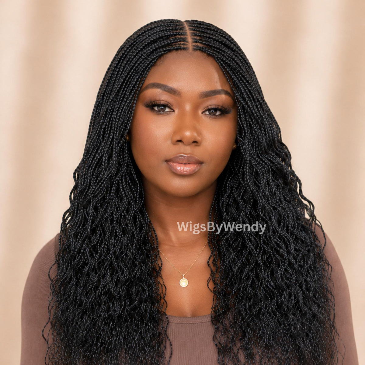 Curly Lace Closure Single Box Braids Wig, Lightweight african weave wig