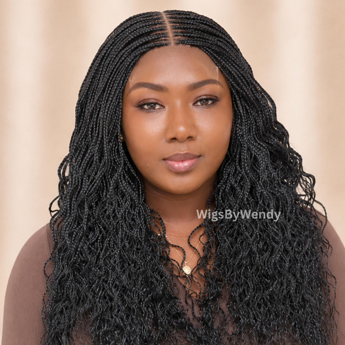 Curly Lace Closure Single Box Braids Wig, Lightweight african weave wig