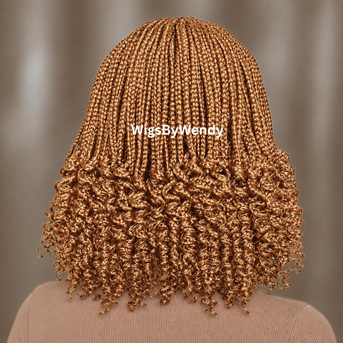 Gold Curly Lace Frontal Cornrow Wig, Short bob lightweight african weave wig