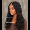 Curly Lace Closure Middle Part Cornrow Braids Wig, Lightweight African Weave Wig