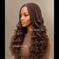 Brown Curly Lace Closure Middle Part Cornrow Braids Wig, Lightweight African Weave Wig