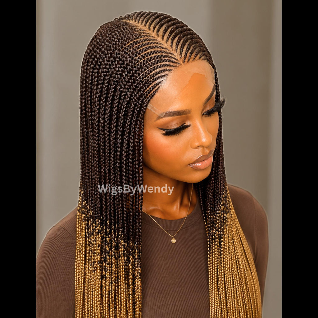 V-Part Lace Frontal Conrow Wig, Long Lightweight African Braids Wig