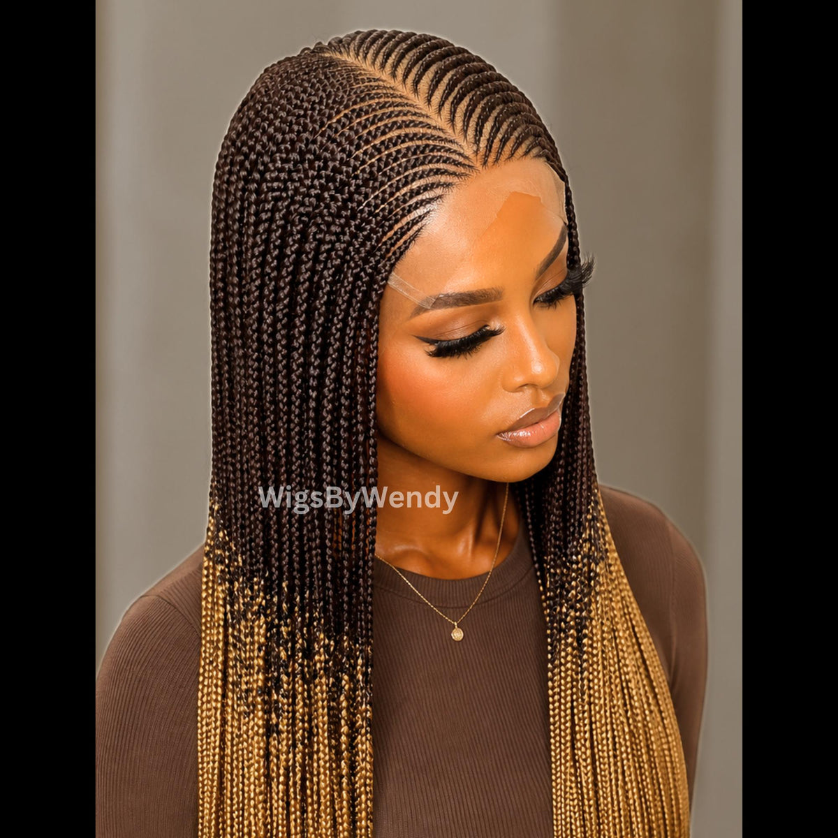 V-Part Lace Frontal Conrow Wig, Long Lightweight African Braids Wig
