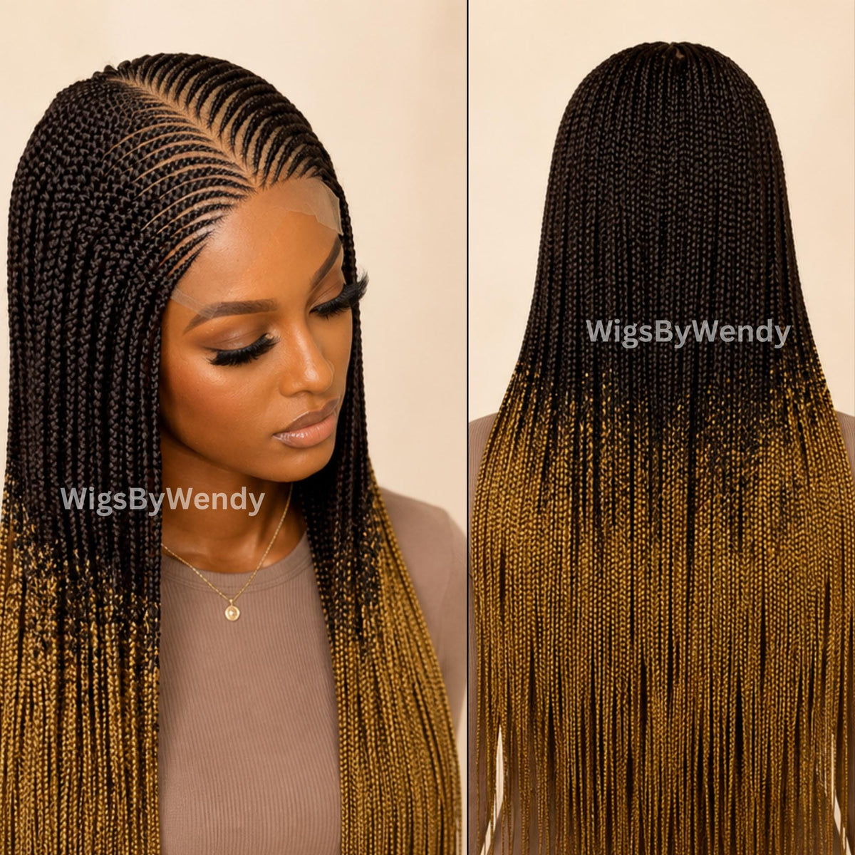 V-Part Lace Frontal Conrow Wig, Long Lightweight African Braids Wig