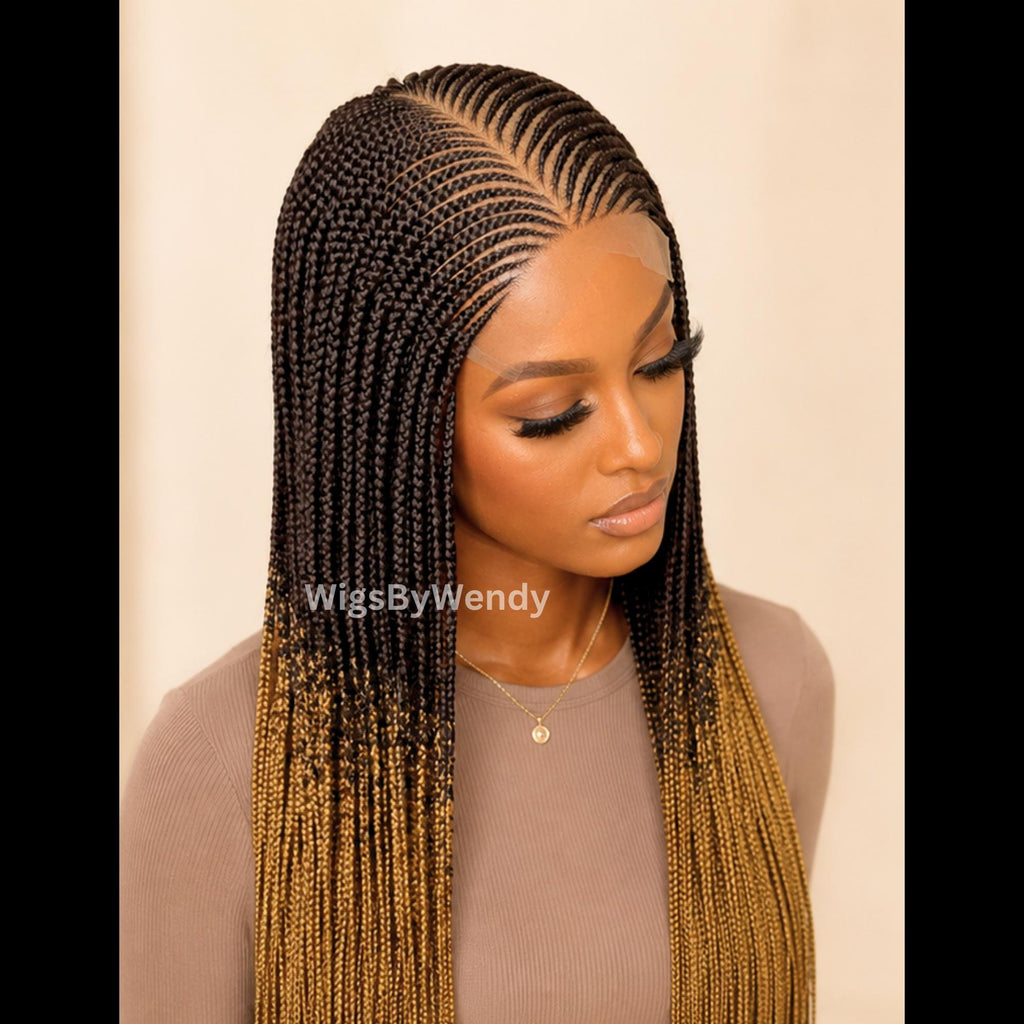V-Part Lace Frontal Conrow Wig, Long Lightweight African Braids Wig