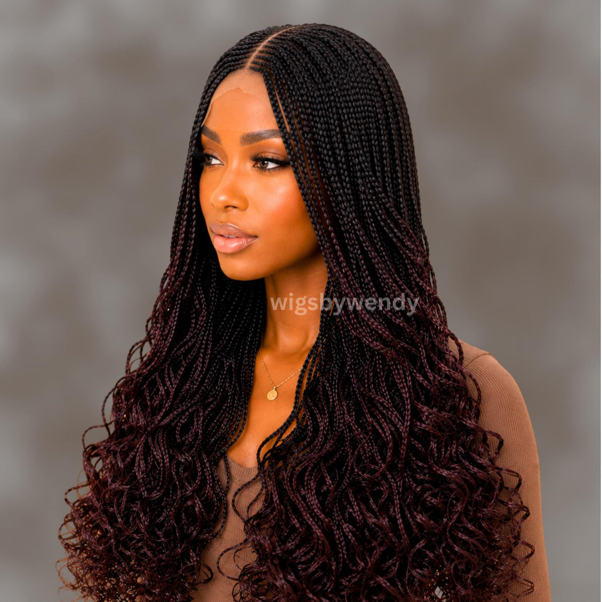 Curly Lace Closure Middle Part Cornrow Braids Wig, Lightweight African Weave Wig