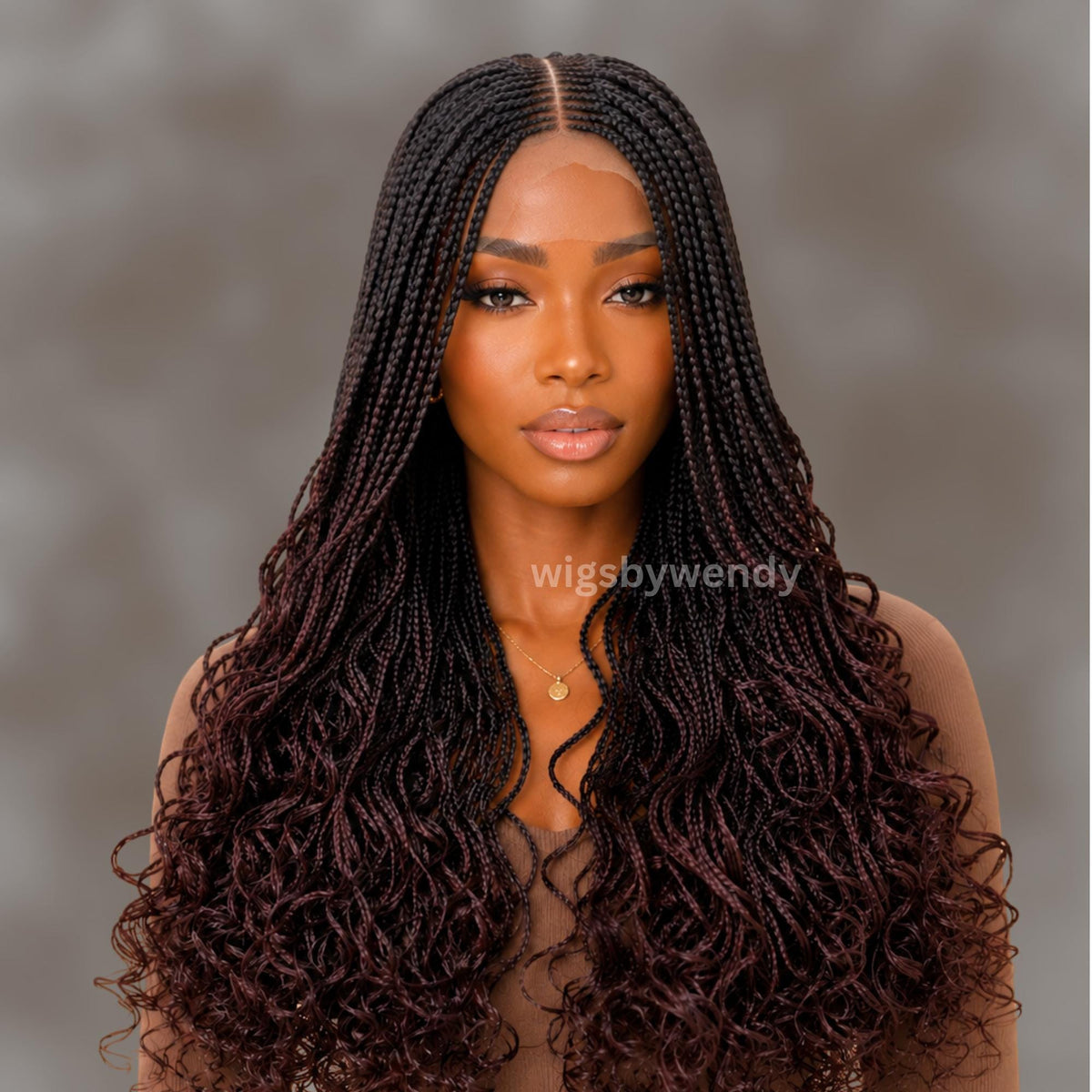 Curly Lace Closure Middle Part Cornrow Braids Wig, Lightweight African Weave Wig