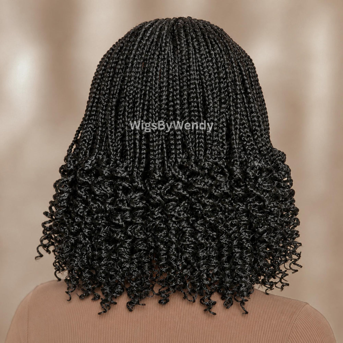 Curly Lace Frontal Conrow Wig, Shot bob lightweight african weave wig
