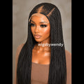 Lace Frontal Fulani Conrow Wig, Long Lightweight African Weave Braids Wig