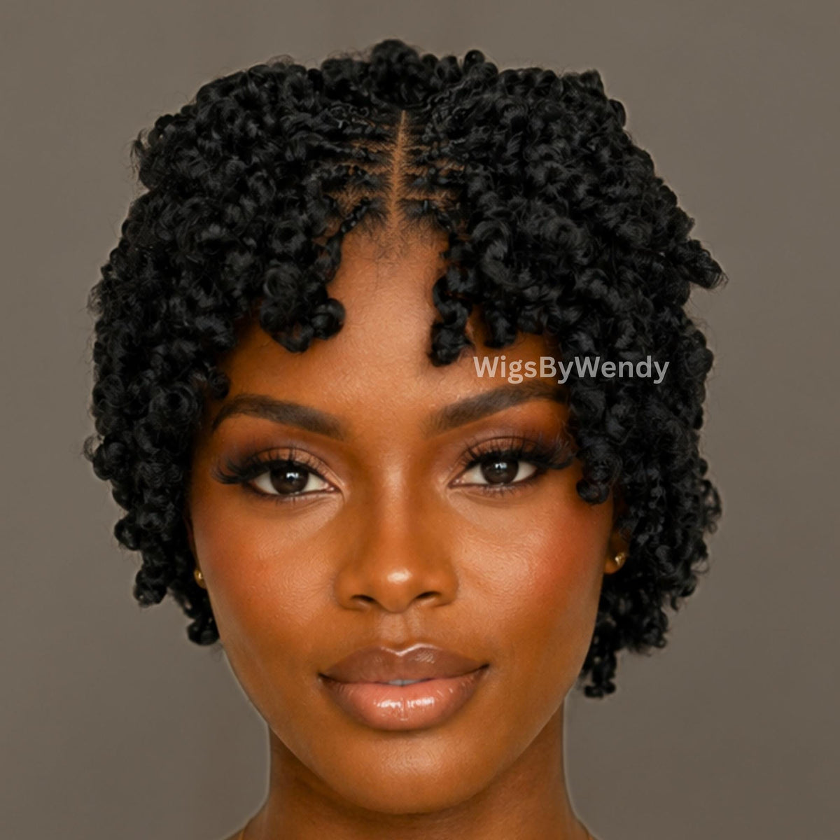 Short Bob Spring Twist Braids Wig, Passion Curls Lace Closure Lightweight Wig