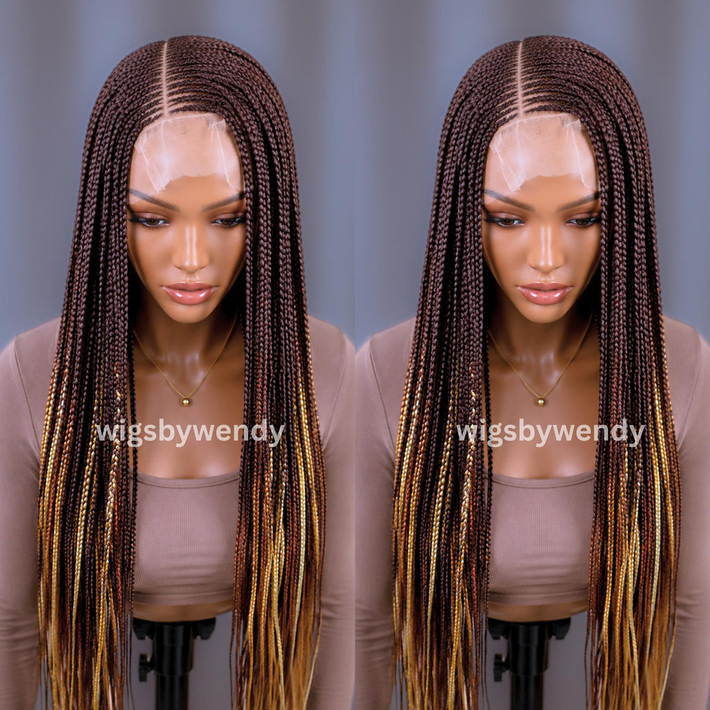 Middle Part Long Fulani Conrow Braids Wig