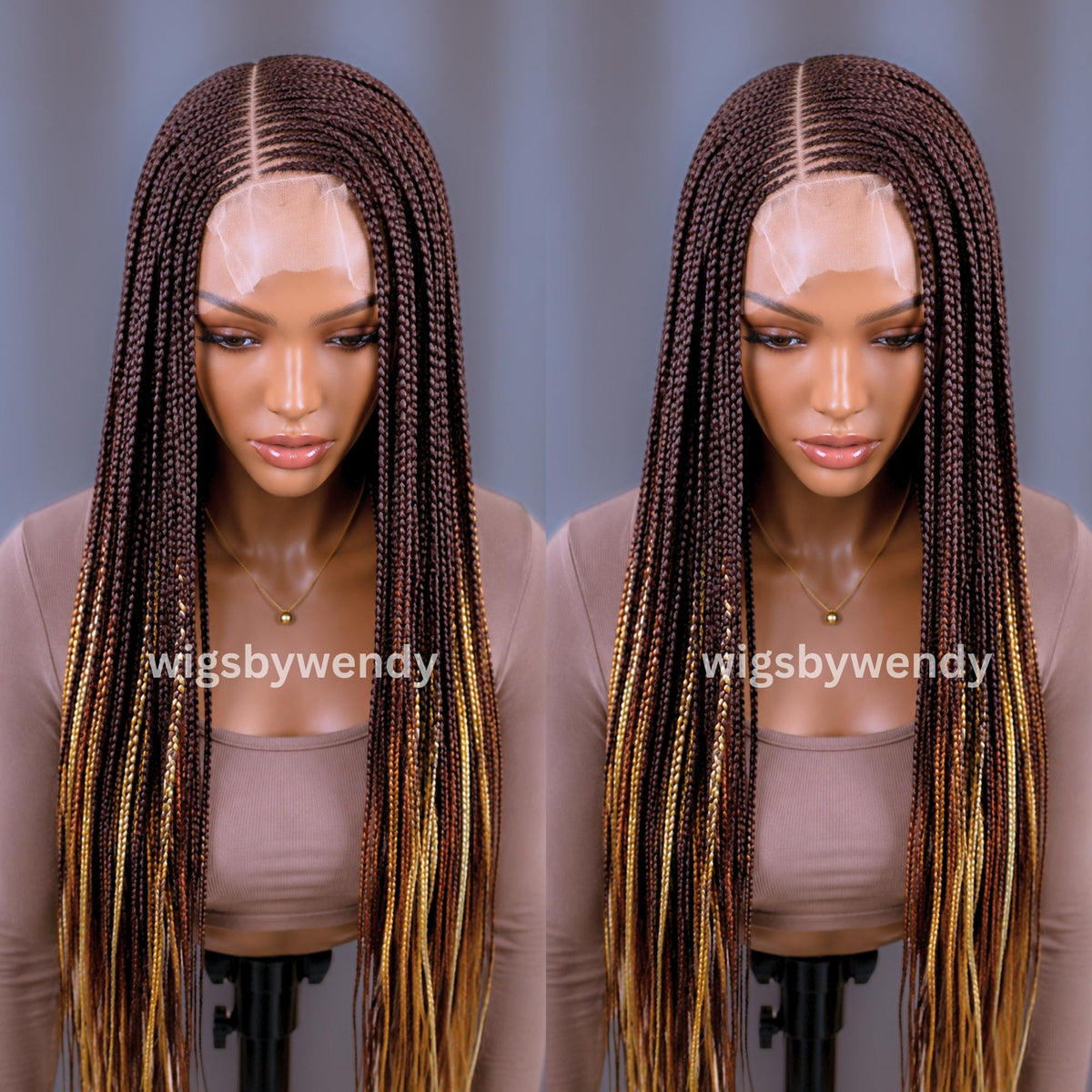 Middle Part Long Fulani Conrow Braids Wig