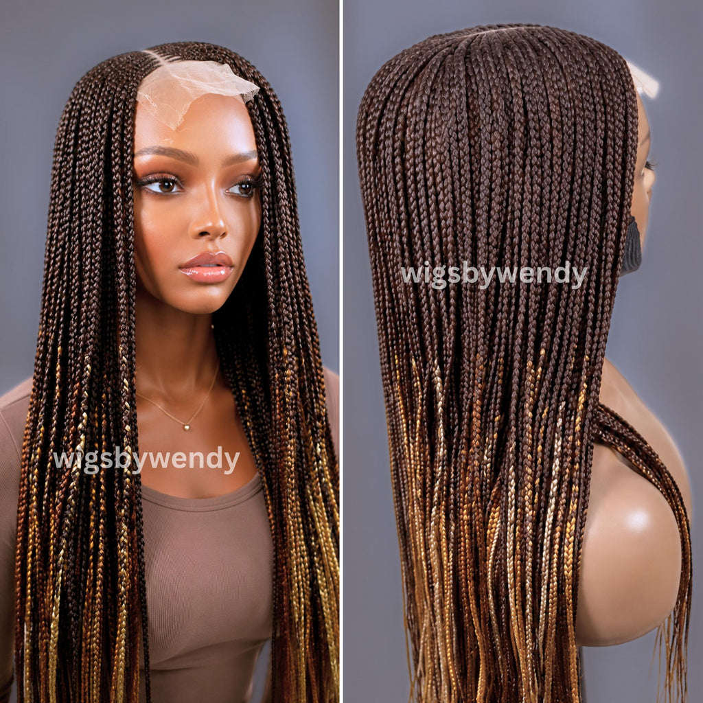 Middle Part Long Fulani Conrow Braids Wig