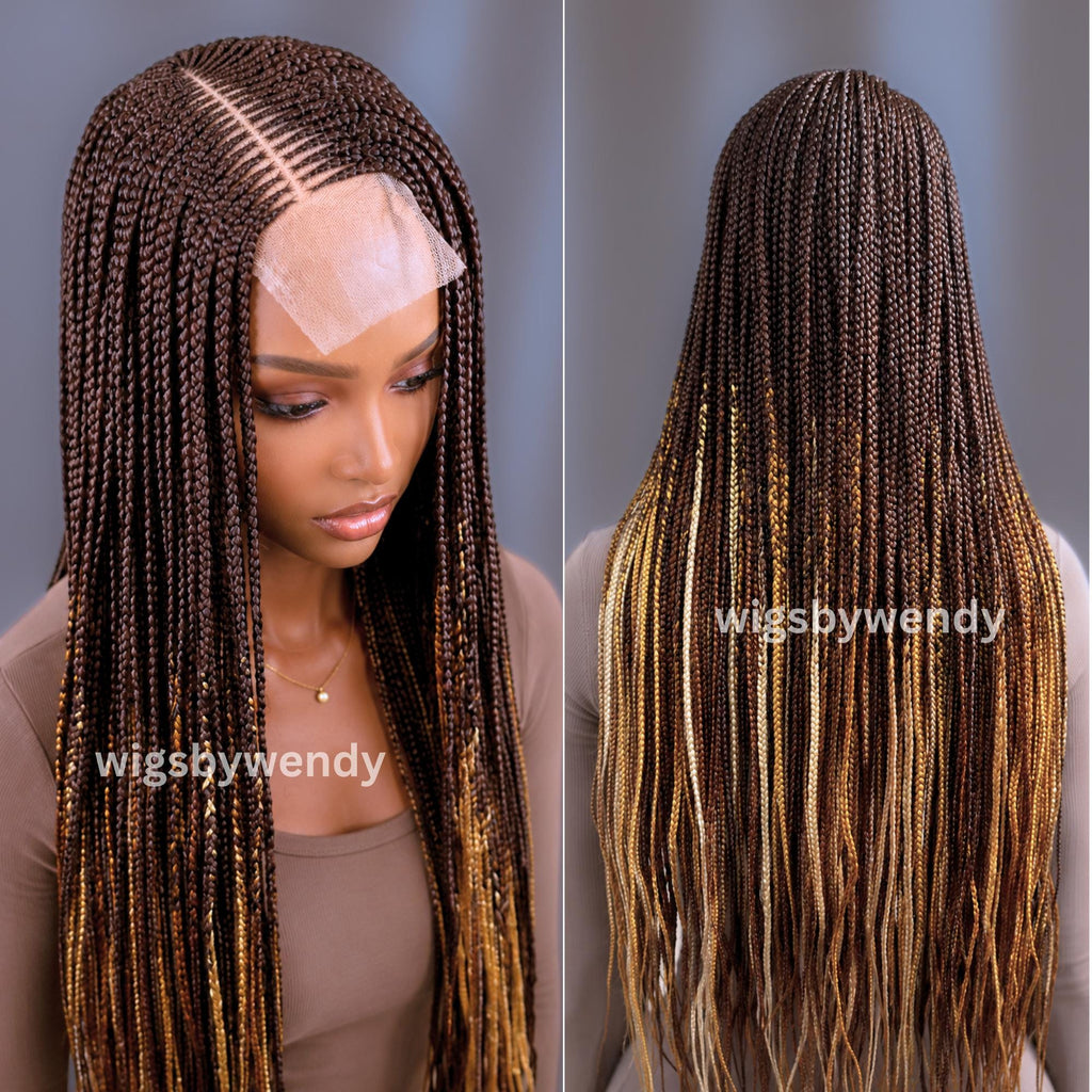 Middle Part Long Fulani Conrow Braids Wig