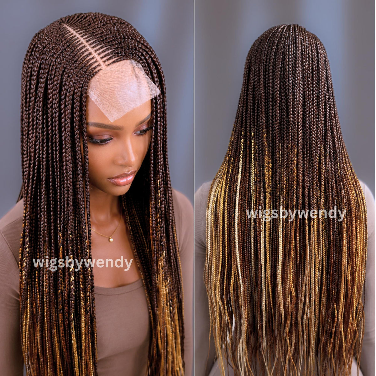 Middle Part Long Fulani Conrow Braids Wig