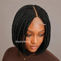 Short Bob Braids Wig, Human Hair Lace Closure Lightweight Wig