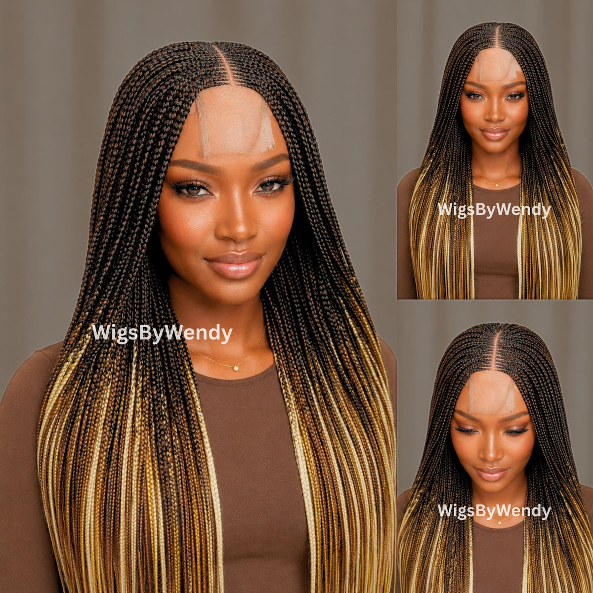 Middle Part Long Fulani Conrow Braids Wig