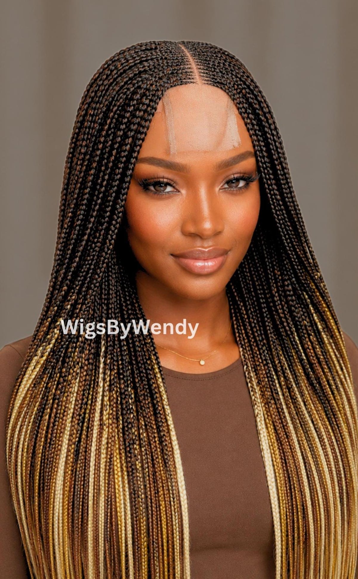 Middle Part Long Fulani Conrow Braids Wig