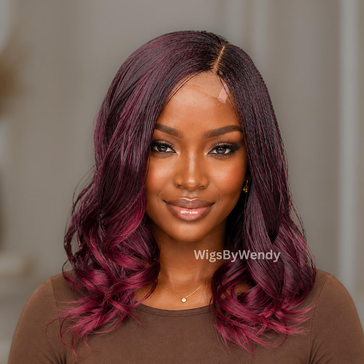 Spanish Curls Lace Closure Nano Twist Braids Wig, Lightweight African Wavy Weave Wig