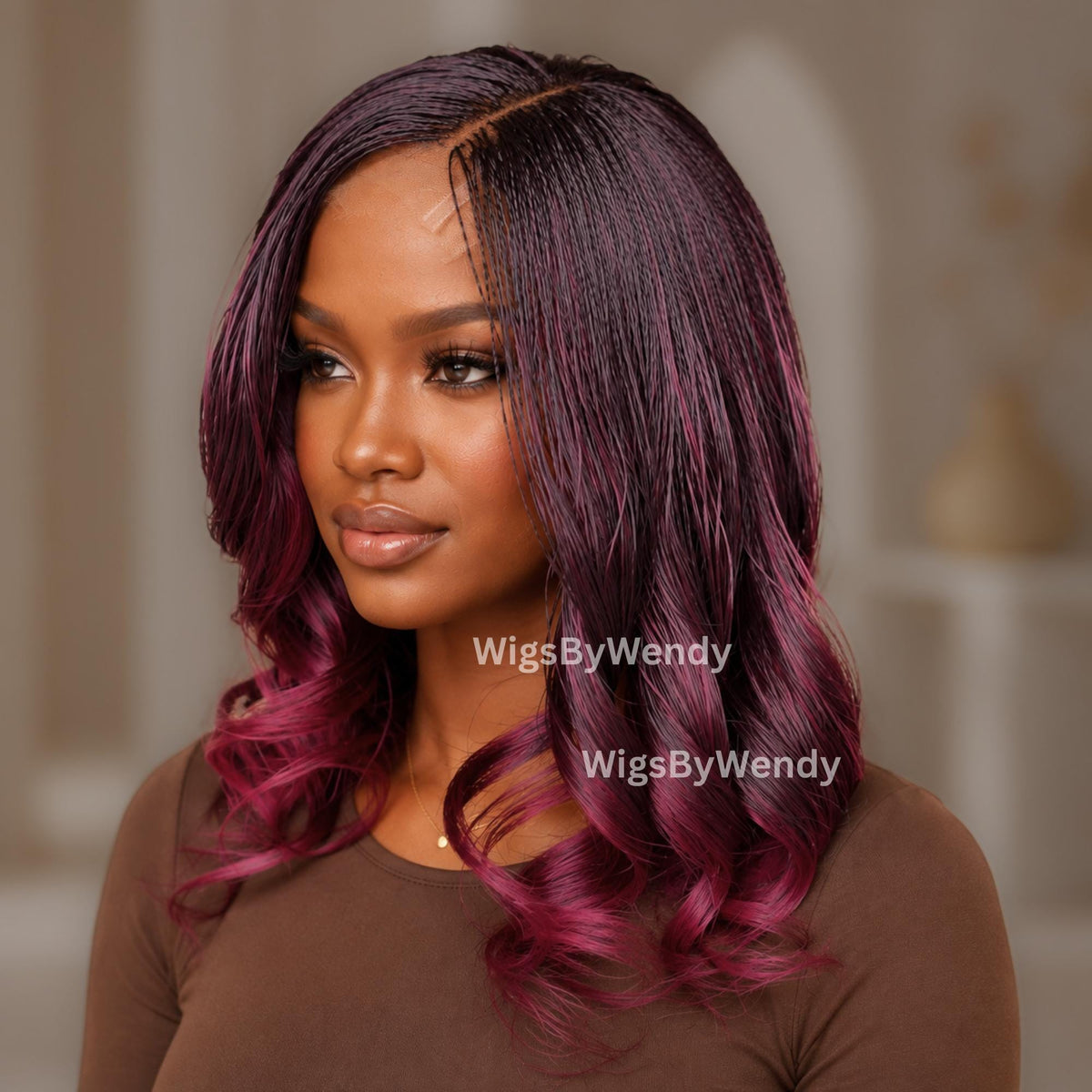 Spanish Curls Lace Closure Nano Twist Braids Wig, Lightweight African Wavy Weave Wig