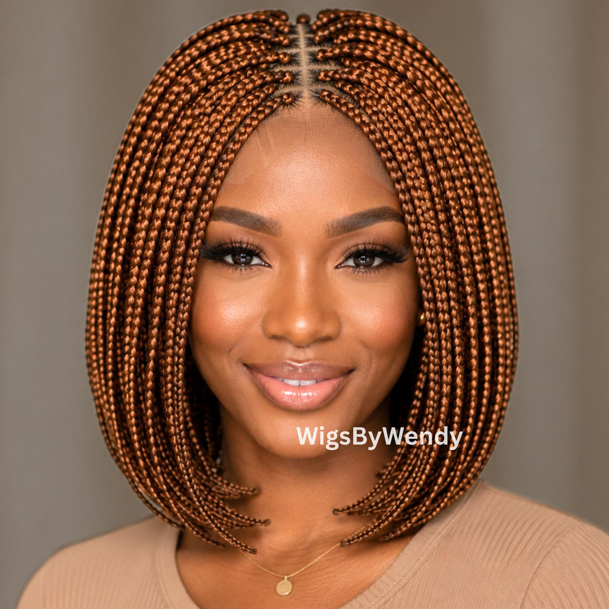 Short Bob Braids Wig, Human Hair Lace Closure Lightweight Wig