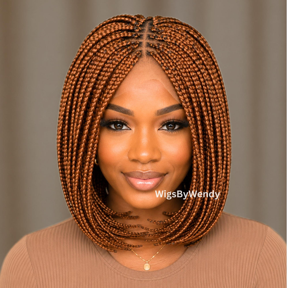 Short Bob Braids Wig, Human Hair Lace Closure Lightweight Wig