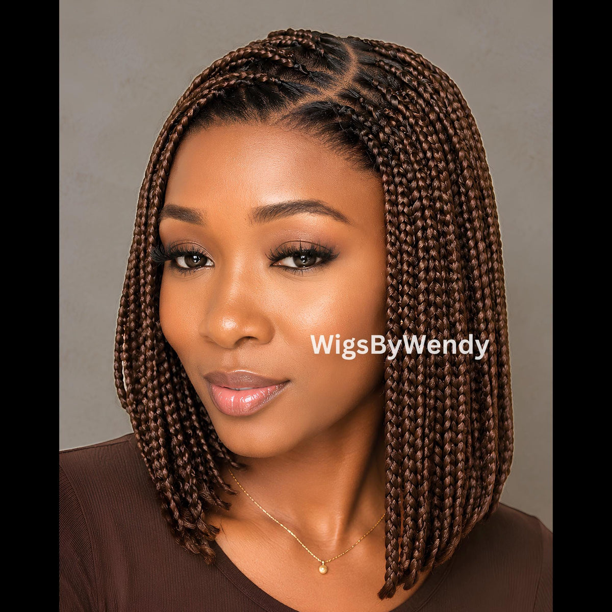 14-Inch Braided Bob Wig, Lightweight Lace Closure Side Part Box Braids