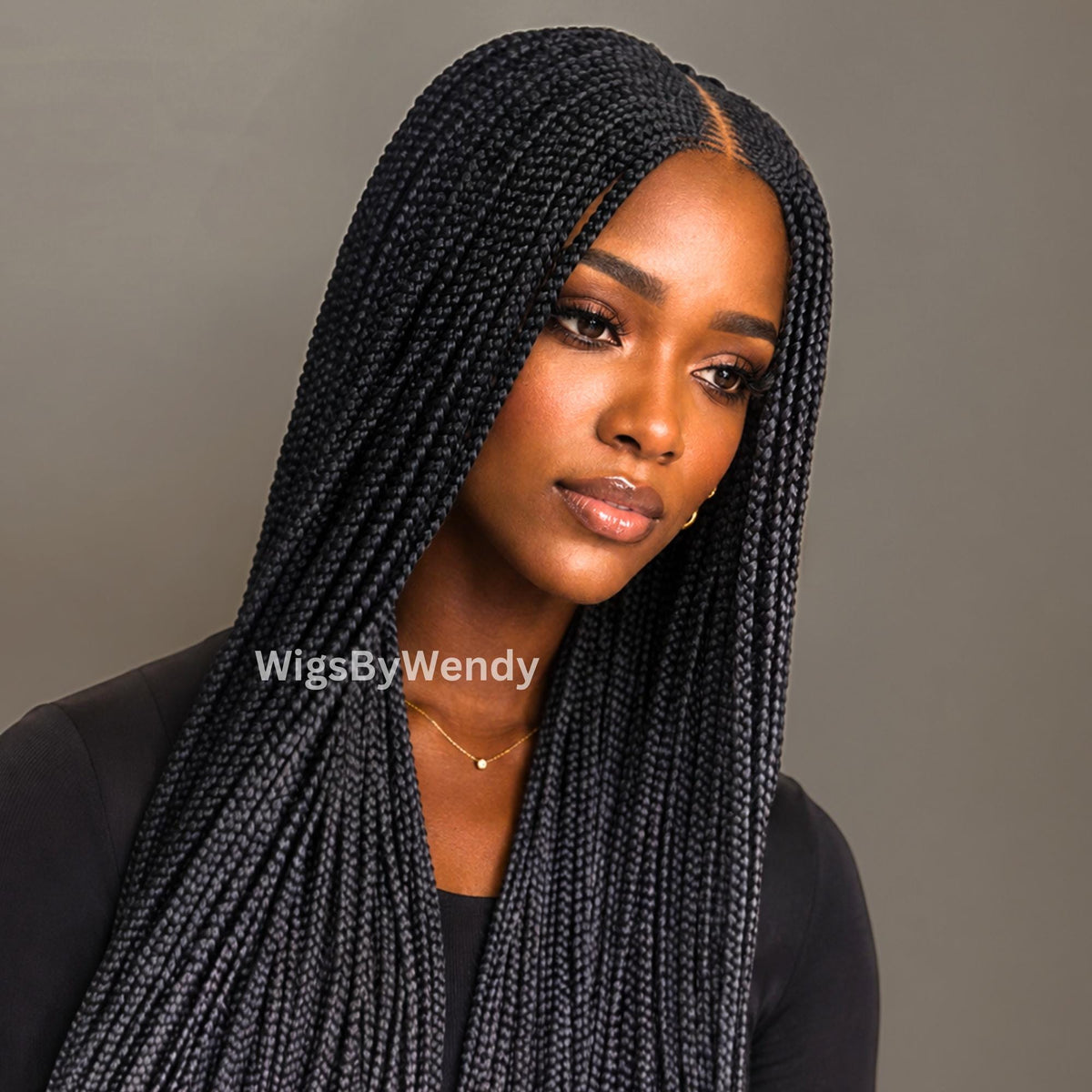 Middle Part Long Fulani Conrow Braids Wig
