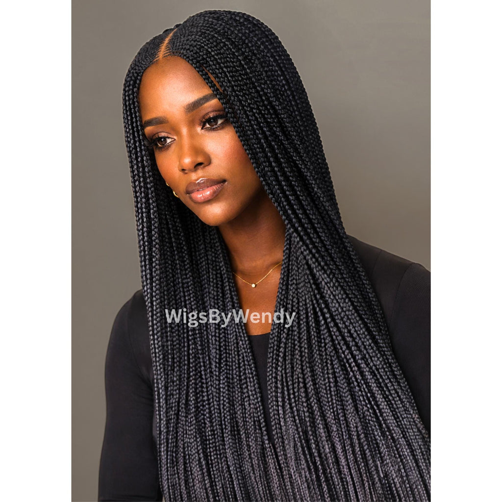 Middle Part Long Fulani Conrow Braids Wig