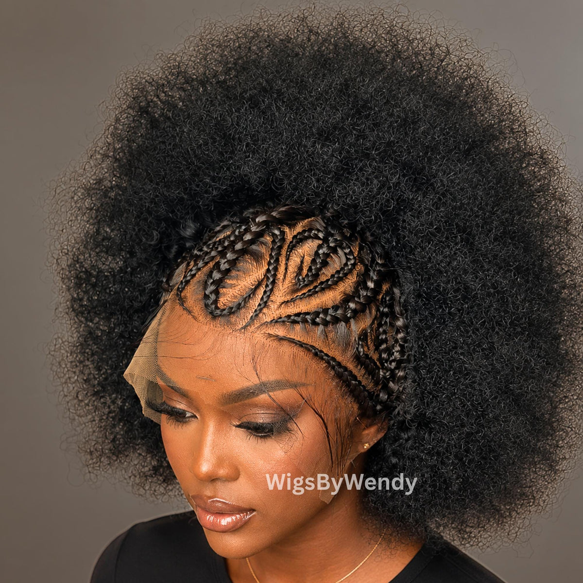 Afro Cornrow Braids Wig, 4c Lace Frontal Lightweight Wig
