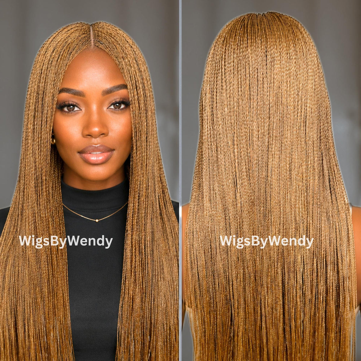 30inch Nano Twist Braided Wig, Centre-part Light-weight Single Braids Wig