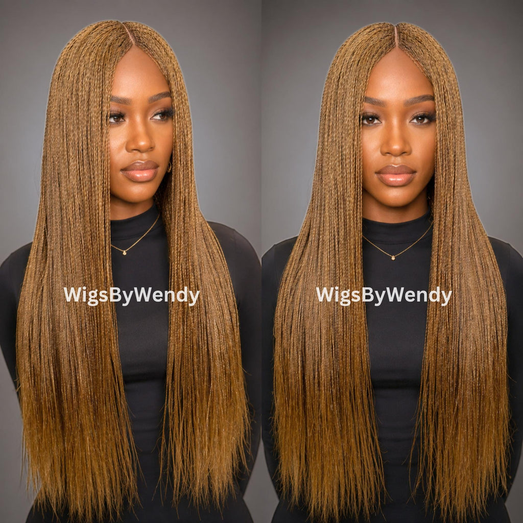30inch Nano Twist Braided Wig, Centre-part Light-weight Single Braids Wig
