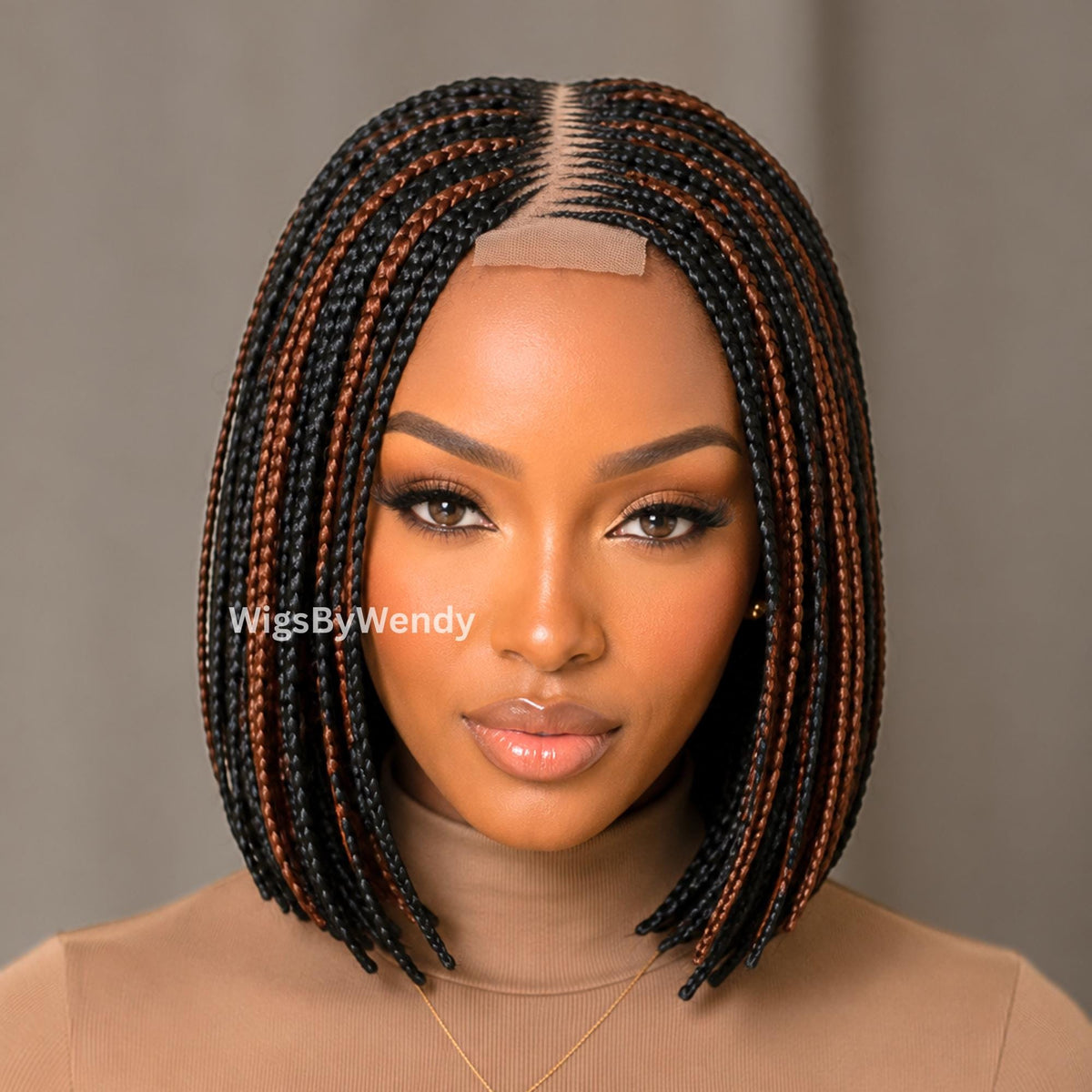 Short Bob Braids Wig, Human Hair Lace Closure Lightweight Wig