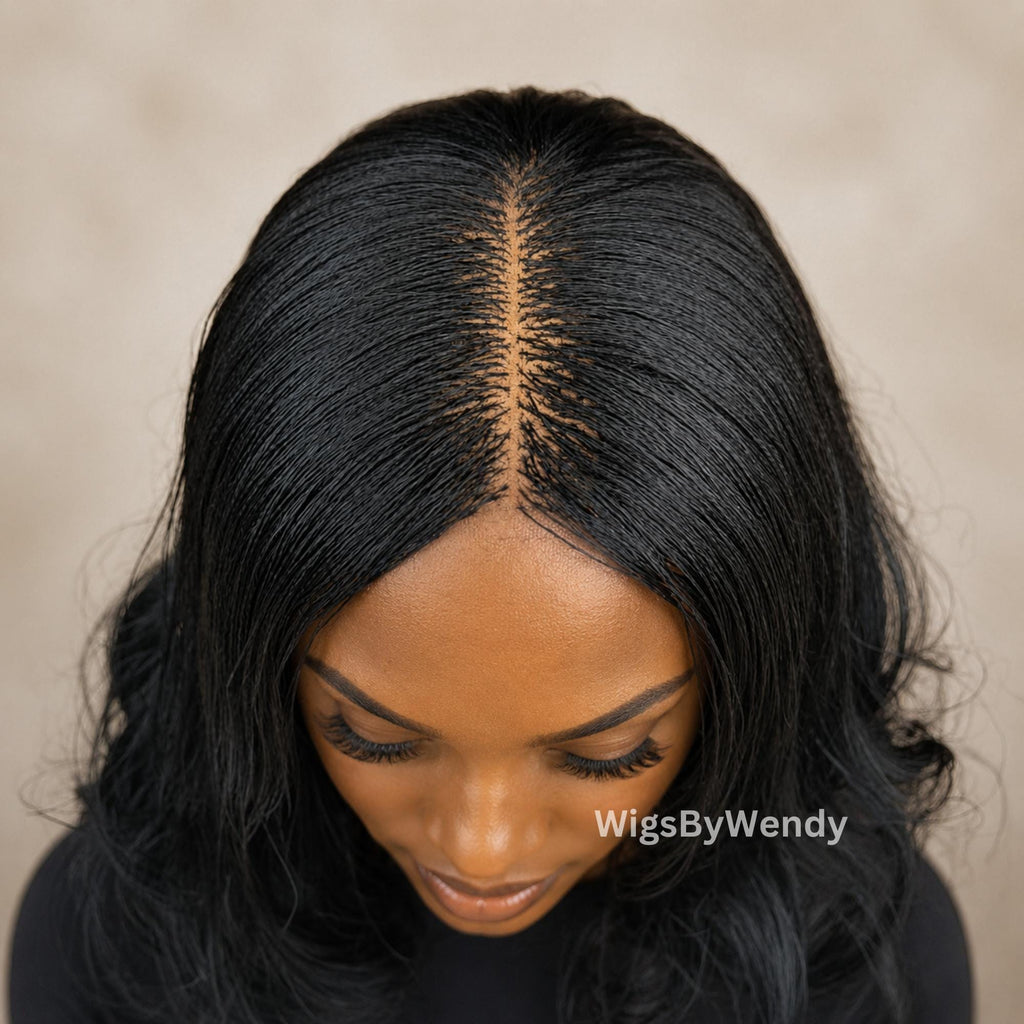 Spanish Curls Lace Closure Nano Twist Braids Wig, Lightweight African Wavy Weave Wig