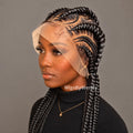 Stitch Braided Wigs For Black Women 24" Full Lace All Back Lightweight Cornrow Human Hair Wig