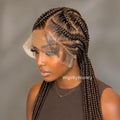 Stitch Braided Wigs For Black Women 24" Full Lace All Back Lightweight Cornrow Human Hair Wig