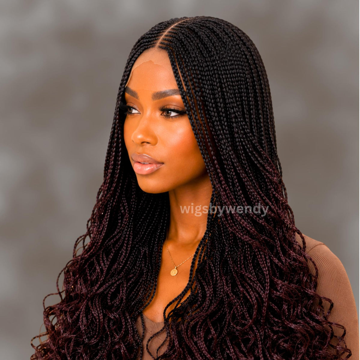 Curly Lace Closure Middle Part Cornrow Braids Wig, Lightweight African Weave Wig