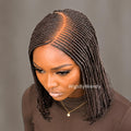 Brown Short Bob Braids Wig, Human Hair Lace Closure Lightweight Wig