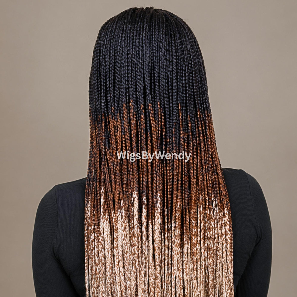 Black Brown Blonde Ombre Middle Part Long Fulani Conrow Braids Wig